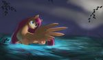  auroriia blue_eyes cutie_mark equine eyelashes feathers female feral fluttershy_(mlp) friendship_is_magic hair mammal my_little_pony outside partially_submerged pegasus pink_hair solo water wings yellow_feathers 