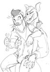  5_fingers blush buddy_thunderstruck buddy_thunderstruck_(character) canine darnell_(character) dog ferret kihu line_art male male/male mammal mustelid sketch 