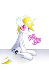  blonde_hair cutie_mark equine fan_character feral friendship_is_magic hair hooves horn mammal my_little_pony purple_eyes queenbloodysky simple_background sitting smile solo unicorn white_background 