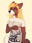  anthro canine clothed clothing dyaniful female fur hair mammal simple_background solo standing 