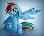  blue_feathers blue_fur cutie_mark equine feathered_wings feathers female feral friendship_is_magic fur hair mammal multicolored_hair my_little_pony pegasus purple_eyes queenbloodysky rainbow_dash_(mlp) rainbow_hair smile solo wings 