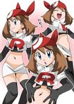  blue_eyes brown_hair hainchu haruka_(pokemon) team_rocket team_rocket_(cosplay) 