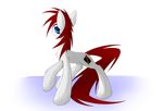  blue_eyes cutie_mark equine eyelashes fan_character fur hair hooves mammal my_little_pony queenbloodysky red_hair simple_background smile standing white_background white_fur 