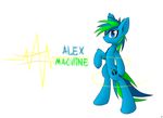  blue_eyes blue_fur blue_hair cutie_mark equine fan_character fur green_hair hair mammal my_little_pony queenbloodysky simple_background smile white_background 