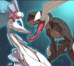  amphibian blue_eyes blue_hair duo frog greninja hair long_hair long_tongue mammal marine nintendo pink_nose pinniped pok&eacute;mon primarina tongue tongue_out video_games 