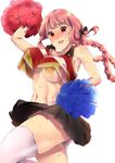  arm_up armpits blush braid breasts cheerleader commentary_request covered_nipples crop_top crop_top_overhang fate/grand_order fate_(series) florence_nightingale_(fate/grand_order) hisayaki_kyuu large_breasts long_hair looking_at_viewer midriff miniskirt navel open_mouth panties pantyshot pasties pink_hair pom_poms red_eyes skirt sleeveless smile solo star star_pasties thighhighs thighs underwear white_legwear 