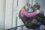  anthro blonde_hair canine carrying cat clothed clothing dog embrace eyrich feline hair indigo_the_cat lola102938 long_hair male male/male mammal married ring romantic romantic_couple smile wedding_rings 