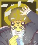  anthro clothed clothing dingding_(artist) eyewear fangs feline fur glasses male mammal open_mouth smile solo teeth 