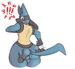  ! 2016 4_fingers ambiguous_gender anthro balls big_butt black_fur blue_fur butt butt_fondling butt_grab canine dark_skin digitalpelican disembodied_hand duo fur hand_on_butt looking_back looking_down lucario male male/ambiguous mammal multicolored_fur nintendo pok&eacute;mon red_eyes simple_background solo_focus spikes standing surprise sweat thick_thighs video_games white_background wide_hips yellow_fur 