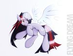  black_hair cutie_mark equine fan_character female feral fur grey_fur hair hooves mammal my_little_pony open_mouth queenbloodysky red_eyes red_hair smile solo teeth 