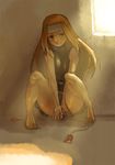  artist_request bad_id bad_pixiv_id blonde_hair blush brown_eyes brown_hair cum faux_traditional_media final_fantasy final_fantasy_tactics fingering headband long_hair masturbation solo squire_(fft) sweat vibrator 