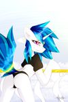  anthro blue_hair clothed clothing equine eyelashes female friendship_is_magic fur hair horn mammal my_little_pony pink_eyes queenbloodysky smile solo unicorn vinyl_scratch_(mlp) white_fur 