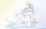  anthro breasts equine friendship_is_magic hooves horn mammal my_little_pony nipples pink_eyes princess_celestia_(mlp) pussy queenbloodysky simple_background sitting smile white_background winged_unicorn wings 