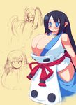  blush breasts character_request cleavage disgaea disgaea_2 huge_breasts japanese_clothes lion's raion-san sketch smile yukimaru 