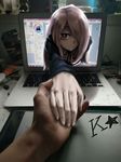  1girl arm_grab computer fourth_wall hair_over_one_eye little_witch_academia long_hair solo sucy_manbabalan sucy_manbavaran 