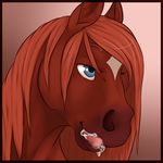  anthro blue_eyes brown_fur brown_hair cum cum_in_mouth cum_inside ekbellatrix equine eyelashes female fur hair horse licking licking_lips looking_aside mammal rainstorm simple_background solo tagme tongue tongue_out 