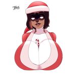  anthro big_breasts breasts candy candy_cane christmas cleavage clothed clothing female food hat holidays huge_breasts jakkmau5art looking_at_viewer mammal raccoon santa_hat smile solo 