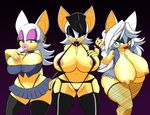  2017 anthro bat big_breasts breasts cleavage clothed clothing fan_character female group huge_breasts looking_at_viewer mammal naughty_face nipples pussy ravnic rouge_the_bat skimpy smile sonic_(series) 