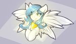  blue_hair equine fan_character feathered_wings feathers fur green_eyes hair hooves mammal my_little_pony pegasus queenbloodysky simple_background solo white_fur wings 