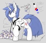  blue_hair clothed clothing cutie_mark equine fan_character female fur hair heterochromia hoodie hooves horn mammal model_sheet my_little_pony queenbloodysky solo standing unicorn white_fur 
