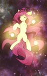  equine eyes_closed fan_character featureless_crotch feral fur hair hooves mammal my_little_pony nude purple_hair queenbloodysky solo space yellow_fur 