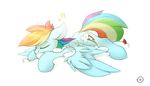  blue_feathers cutie_mark equine eyes_closed feathered_wings feathers friendship_is_magic hair hooves mammal multicolored_hair my_little_pony pegasus queenbloodysky rainbow_dash_(mlp) rainbow_hair simple_background sleeping sound_effects white_background wings zzz 