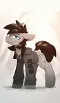  blue_eyes brown_hair clothed clothing cutie_mark equine fan_character feral hair hooves male mammal my_little_pony queenbloodysky simple_background smile solo standing white_background 