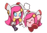  1boy 1girl angry blue_eyes blush eyes_closed kirby kirby:_planet_robobot kirby_(series) long_hair nintendo pink_hair smile susie_(kirby) susie_(kirby)_(cosplay) 