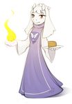 anthro cake caprine clothed clothing female fingers fire food goat mammal queenbloodysky simple_background smile standing undertale video_games white_background 
