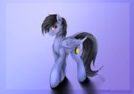  black_hair blue_fur cutie_mark equine fan_character feathered_wings feathers fur gradient_background hair hooves l1nkoln mammal my_little_pony simple_background standing wings 
