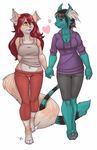  &lt;3 anthro clothed clothing duo feline female female/female fur hair hand_holding juxzebra mammal simple_background smile standing wide_hips 