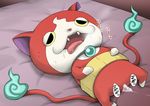  after_sex anarudaiou anthro bed breath cat crossgender cum cum_in_pussy cum_inside drooling feline female fur japanese_text jibanyan mammal multi_tail open_mouth red_fur saliva solo sweat text tongue tongue_out video_games yo-kai_watch 