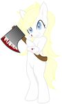  aryanne aryanne_(character) axe blonde_hair blood blue_eyes fan_character female feral fur hair invalid_tag melee_weapon my_little_pony smile weapon white_fur 