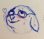  &lt;3 anthro blush eyewear famished fur glasses gopher happy looking_pleasured simple_background smile traditional_media_(artwork) 