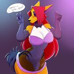  anthro blush breasts canine clothed clothing english_text female jakkmau5art mammal smile solo standing text thick_thighs wide_hips 