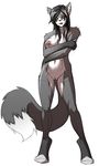  anthro areola breasts canine clitoris dipstick_tail erect_nipples female fox looking_at_viewer lunate mammal multicolored_tail nipples nude pose presenting presenting_pussy pussy simple_background solo spread_legs spreading white_background 