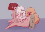  anthro asriel_dreemurr big_breasts blonde_hair blush boss_monster bovid breast_grab breasts caprine channydraws chara_(undertale) cleavage clothed clothing crossgender ear_piercing ear_ring eyes_closed female female/female flowey_the_flower fluffy_hair freckles fur goat grin grope group hair hand_on_breast human human_on_anthro human_on_human interspecies kneeling long_hair mammal mostly_nude navel nipples nude open_mouth open_shirt piercing red_hair simple_background smile undertale video_games white_fur 