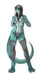  anthro breasts clothing female lunate panties pussy reptile scalie simple_background solo underwear wet 