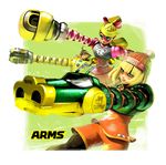  arms_(game) beanie blonde_hair blue_eyes boxing_gloves brown_hair commentary_request copyright_name domino_mask dragon_(arms) goggles green_eyes hair_ribbon hat highres mask mechanica_(arms) min_min_(arms) multicolored_hair multiple_girls nintendo official_art punching purple_eyes ribbon ribbon_girl_(arms) ribbon_hair sparky_(arms) two-tone_hair 