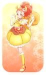  blush cure_custard dress kirakira_precure_a_la_mode long_hair magical_girl orange_eyes orange_hair ponytail smile tail 
