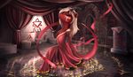  blonde_hair clothed clothing demon detailed_background dress equine eyes_closed fan_character female feral hair hooves horn l1nkoln mammal my_little_pony smile solo 