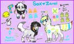  andogg canine duo female feral fur hair looking_at_viewer male mammal model_sheet scarf smile standing 