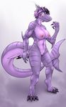  anthro breasts fangs female fish gills hair marine muscular neltharion290 nipples purple_hair pussy shark solo tattoo 