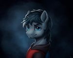  beard black_hair blue_eyes clothed clothing ear_piercing equine eyebrows facial_hair fan_character hair hi_res l1nkoln mammal my_little_pony piercing simple_background smile 