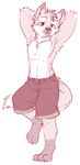  anthro canine clothed clothing cute looking_at_viewer male mammal monochrome muscular naoren partially_clothed shorts smile topless 