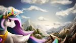  day detailed_background equine eyelashes feathered_wings feathers female feral friendship_is_magic hair hooves horn l1nkoln mammal multicolored_hair my_little_pony outside princess_celestia_(mlp) purple_eyes sky smile solo white_feathers winged_unicorn wings 