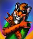  2017 anthro clothing digital_media_(artwork) eyewear feline fur furrytiger_2012 glasses hair male mammal portrait smile solo stripes sweater tiger 