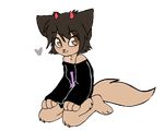  &lt;3 &lt;3_eyes andogg animated anthro canine clothed clothing female fur hair horn kneeling looking_at_viewer mammal smile solo 
