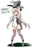  anchor_hair_ornament animal_ears blonde_hair bunny_ears bunnysuit grey_eyes hair_ornament kantai_collection leotard lifebuoy long_hair rensouhou-chan rigging shimakaze_(kantai_collection) striped striped_legwear tatsumi_ray thighhighs torpedo wrist_cuffs 