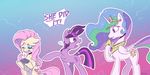  2017 abstract_background crying cutie_mark dilarus english_text equine eye_contact feathered_wings feathers female feral fluttershy_(mlp) friendship_is_magic group hair hi_res horn long_hair mammal multicolored_hair my_little_pony pegasus princess_celestia_(mlp) tears text twilight_sparkle_(mlp) unicorn white_feathers winged_unicorn wings 